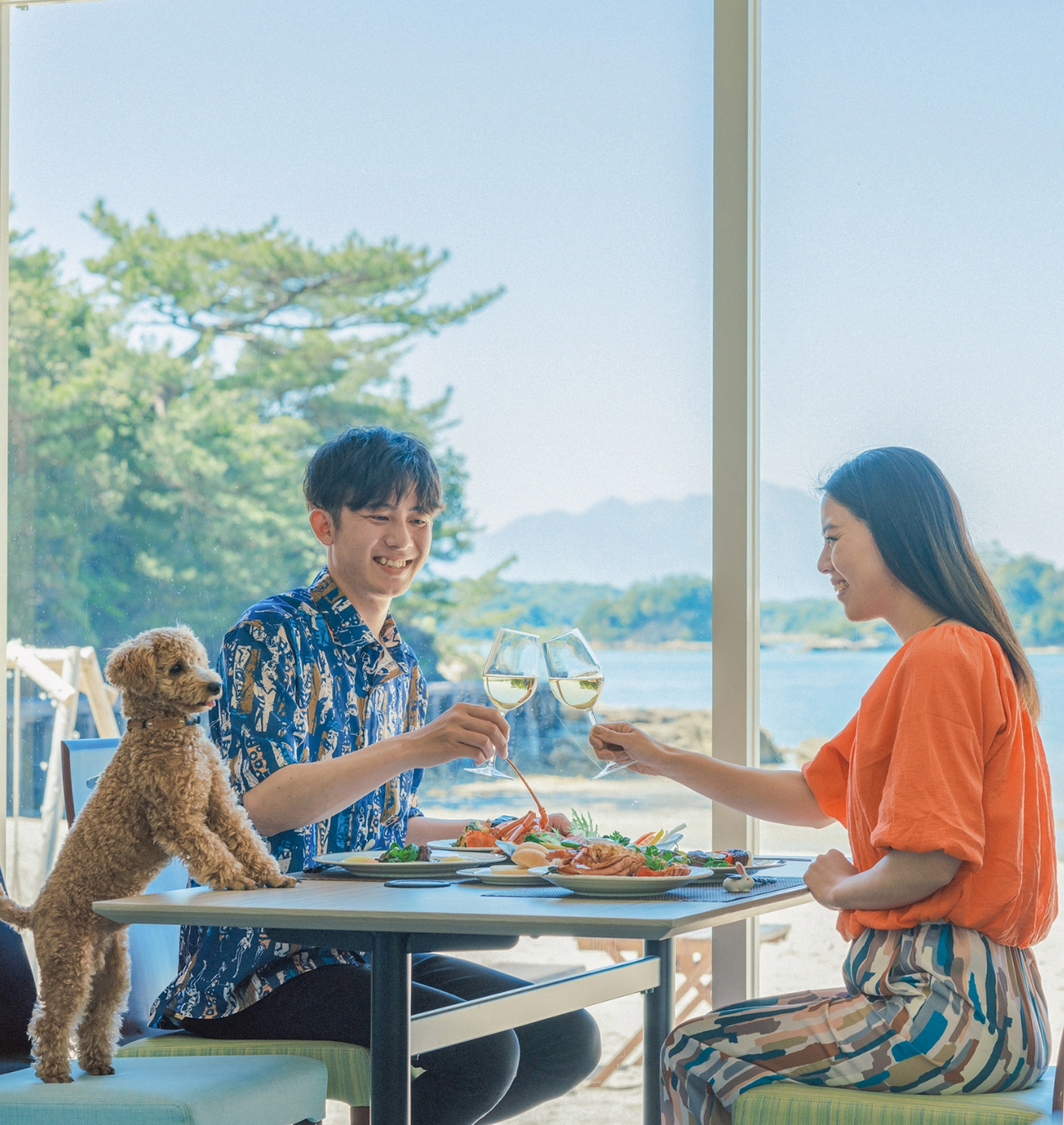 静かな浜辺の絶景をペットと一緒に。